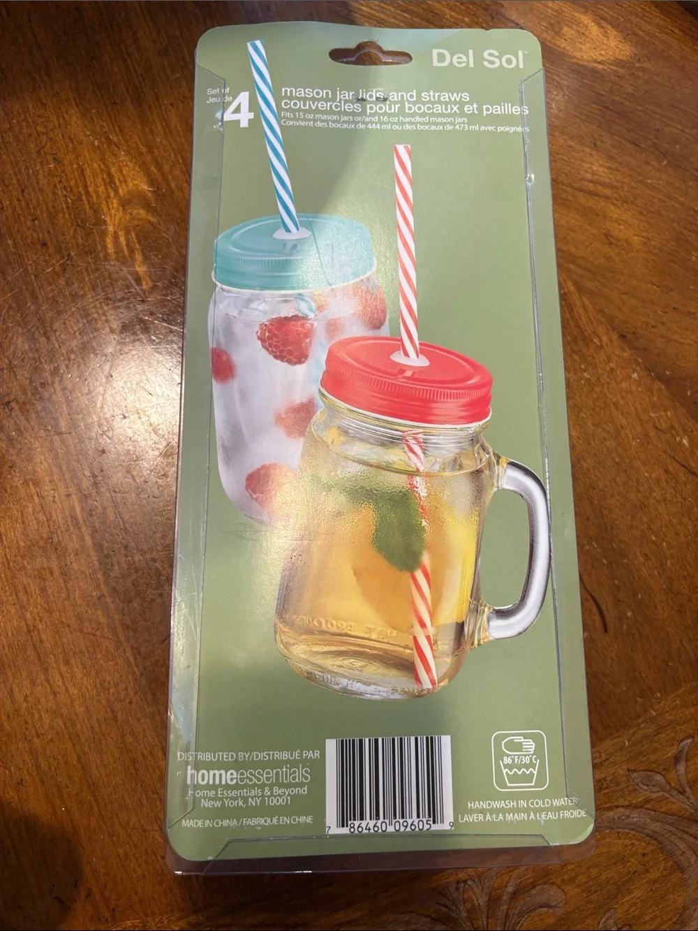 Home Essentials Mason Jar Lids & Straws Set - Multicolor set of four.